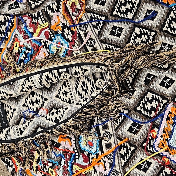 Zara Multicolor Patterned Fringe Jacket - Picture 3 of 4